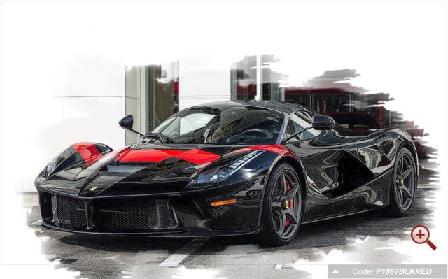 BBR : Preview 2015 : Ferrari LaFerrari Noire avec bande rouge sur le capot avant P1867BLKRED 1/18