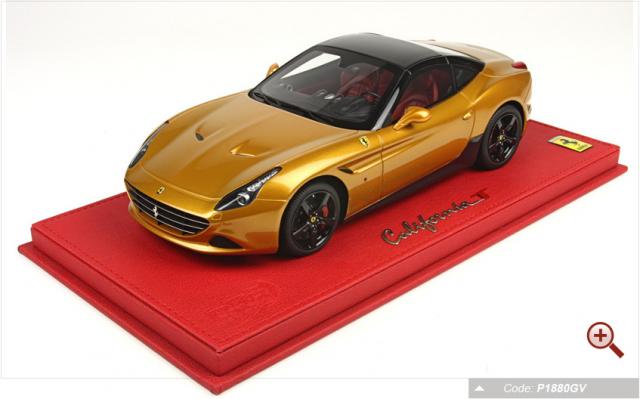 BBR : Sortie Dcembre 2014 : Ferrari California T Gold / Toit noir et socle rouge P1880GV 1/18