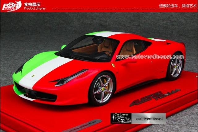 BBR : Ferrari 458 Italia Italian Flag / Socle rouge / 80 exemplaires 1/18