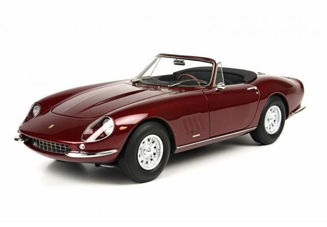 BBR : Retour sur la Ferrari 275 GTB/4 Spider NART Rouge lie de vin int. noir BBR1816A 1/18