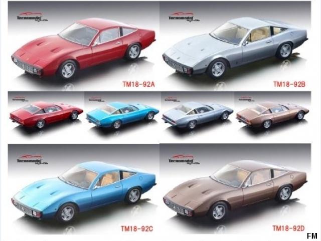 Tecnomodel : Preview Fin 2018 : Dcouvrez les 4 couleurs de la future Ferrari 365 GTC4 reproduite au 1/18 !