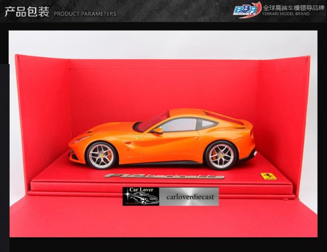 BBR : Photos de la Ferrari F12 Orange / Int. orange / triers oranges / Jantes grises 1/18