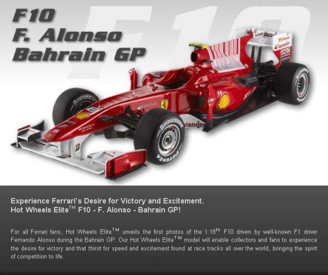 Photos officielles de la Ferrari F10 Alonso Elite 1/18